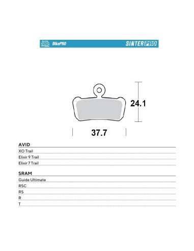 MOTO-MASTER WYPRZEDAŻ BIKE PRO KLOCKI HAMULCOWE ROWEROWE SINTER PRO METALICZNE PASUJE DO AVID XO TRAIL, ELIXIR 9 TRAIL, ELEXIR 7