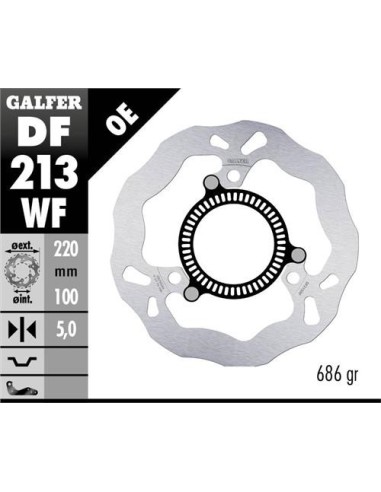 GALFER TARCZA HAMULCOWA TYŁ KAWASAKI NINJA 300 R SP (ABS) '13-, NINJA 400 / ABS '18-, Z 400 '20- (220X100X5MM) WAVE