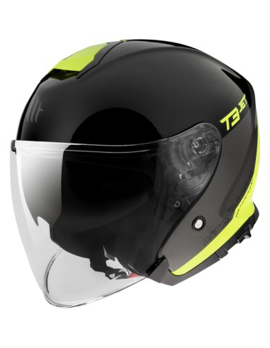 MT WYPRZEDAŻ KASK OTWARTY JET Z BLENDĄ THUNDER 3 SV JET XPERT C3 GLOSS FLUOR YELLOW KOLOR CZARNY/ŻÓŁTY FLUO ROZMIAR S