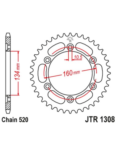 JT ZĘBATKA TYLNA 4400 43 ALUMINIOWA HONDA CBR 600/900/929/954/1000 (440043JTA) (ŁAŃC. 520) KOLOR CZARNY