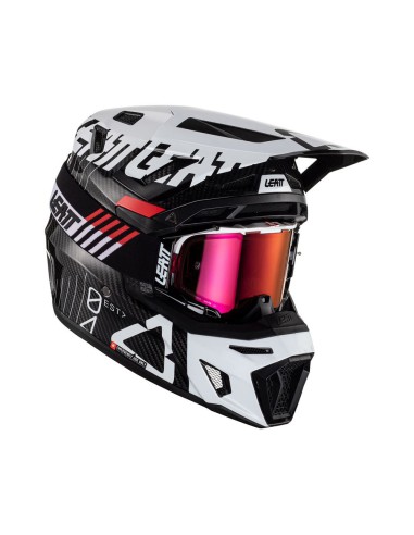 LEATT KASK MOTO 9.5 CARBON WHITE V23 (+ GOGLE VELOCITY 6.5 IRIZ GRATIS) HELMET KIT KOLOR CZARNY/BIAŁY ROZMIAR M (57-58 cm)