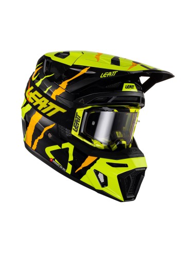 LEATT KASK MOTO 8.5 CITRUS V23 (+ GOGLE VELOCITY 5.5 GRATIS) HELMET KIT TIGER KOLOR CZARNY/ŻÓŁTY FLUO/POMARAŃCZOWY ROZMIAR S