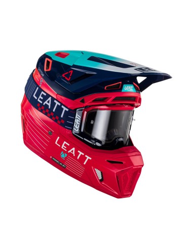 LEATT KASK MOTO 8.5 V23 (+ GOGLE VELOCITY 5.5 GRATIS) HELMET KIT RED KOLOR CZERWONY/GRANATOWY/NIEBIESKI ROZMIAR S (55-56 cm)