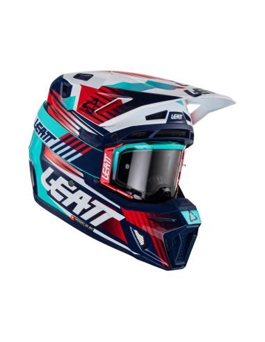 LEATT KASK MOTO 8.5 V23 (+ GOGLE VELOCITY 5.5 GRATIS) HELMET KIT ROYAL KOLOR GRANATOWY/CZERWONY/NIEBIESKI ROZMIAR XS (53-54 cm)