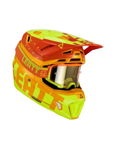 LEATT KASK MOTO 7.5 V23 (+ GOGLE VELOCITY 4.5 IRIZ GRATIS) HELMET KIT CITRUS KOLOR ŻÓŁTY FLUO/POMARAŃCZOWY ROZMIAR M (57-58 cm)