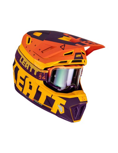 LEATT KASK MOTO 7.5 V23 (+ GOGLE VELOCITY 4.5 IRIZ GRATIS) HELMET KIT INDIGO KOLOR ŻÓŁTY FLUO/POMARAŃCZOWY/FIOLETOWY ROZMIAR L