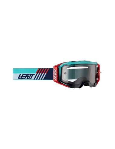 LEATT GOGLE VELOCITY 5.5 GOGGLE AQUA LIGHT GREY 58% - KOLOR CZERWONY/GRANATOWY/NIEBIESKI SZYBKA DYMIONE LUSTRO SZARA