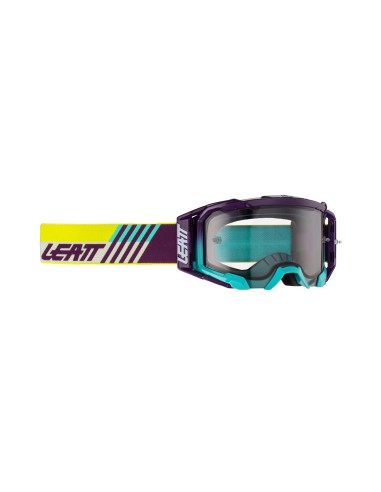 LEATT GOGLE VELOCITY 5.5 GOGGLE INDIGO LIGHT GREY 58% - KOLOR FIOLETOWY/NIEBIESKI/ŻÓŁTY FLUO SZYBKA DYMIONE LUSTRO SZARA