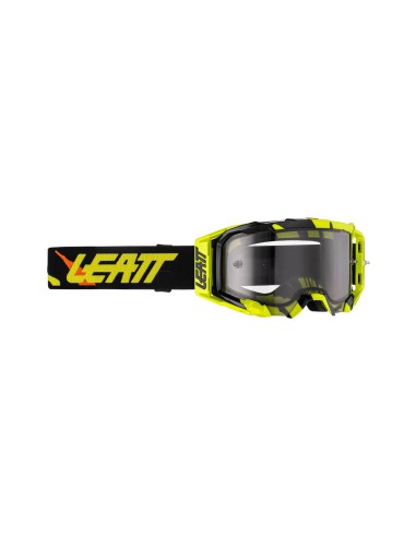 LEATT GOGLE VELOCITY 5.5 GOGGLE TIGER LIGHT GREY 58% - KOLOR ŻÓŁTY FLUO/CZARNY SZYBKA DYMIONE LUSTRO SZARA