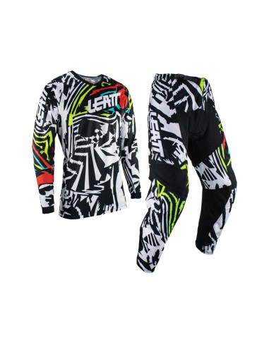 LEATT ZESTAW (KOMPLET) KOSZULKA + SPODNIE MOTO RIDE KIT 3.5 ZEBRA KOLOR BIAŁY/CZARNY/CZERWONY ROZMIAR M