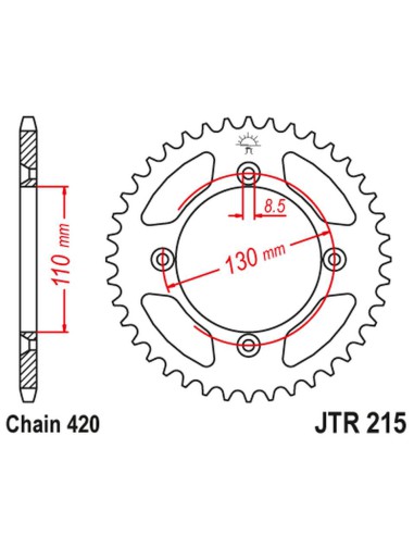 JT ZĘBATKA TYLNA 4306 48 ALUMINIOWA RACELITE HONDA CR 80/85 (430648JTA) (ŁAŃC. 420) KOLOR CZERWONY