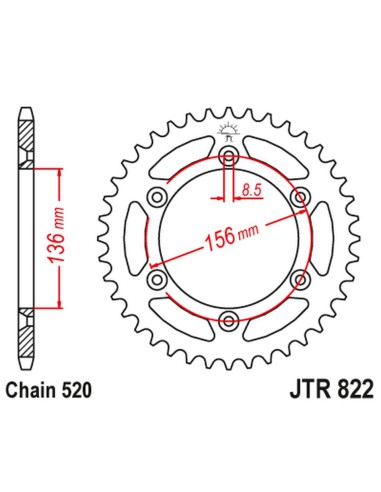 JT ZĘBATKA TYLNA 702 50 ALUMINIOWA RACELITE HUSQVARNA SM 610 (08-09), SUZUKI DR350 (90-03), RGV 250 (91-96) (70250JTA) (ŁAŃC.