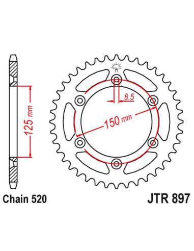 JT ZĘBATKA TYLNA 899 48 ALUMINIOWA RACELITE KTM SX/EXC/LC4 (91-24) (89948JTA) (ŁAŃC. 520) KOLOR NIEBIESKI