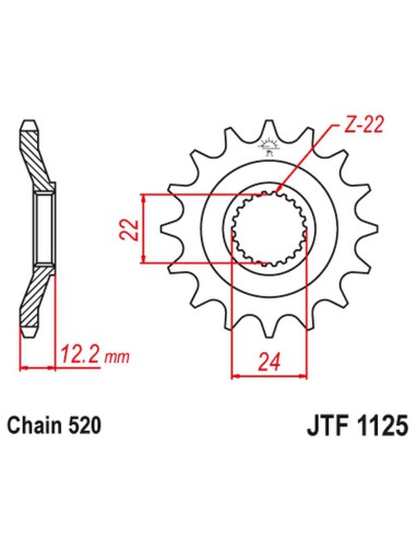 JT ZĘBATKA PRZEDNIA 405 16 APRILIA 600 '85-'87 (40516JT) (ŁAŃC. 520)