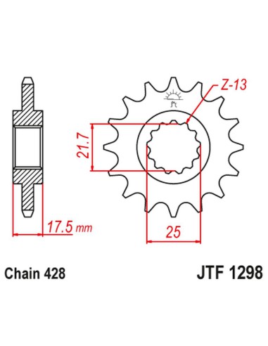 JT ZĘBATKA PRZEDNIA 2048 17 HONDA CBR 250 '90-00' VT/VTR 250 '89-90' (204817JT) (ŁAŃC. 428)