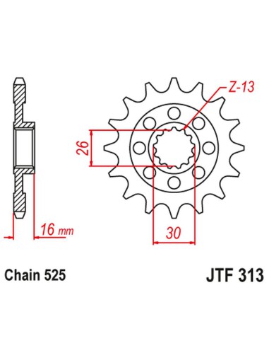 JT ZĘBATKA PRZEDNIA 344 15 HONDA VFR 750 R '88-92' (RC30) (34415JT) (ŁAŃC. 525) NA ZAMÓWIENIE