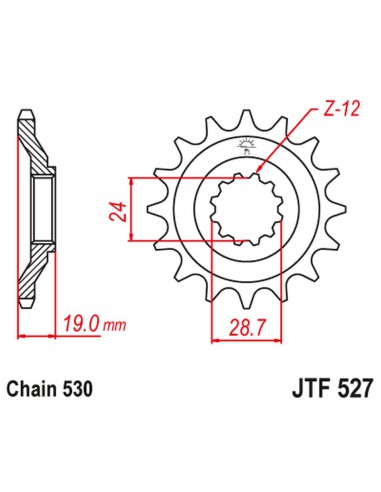 JT ZĘBATKA PRZEDNIA 532 17 KAWASAKI ZX10 '88-90' (ZX 1000 B1-B3) (53217JT) (ŁAŃC. 530)