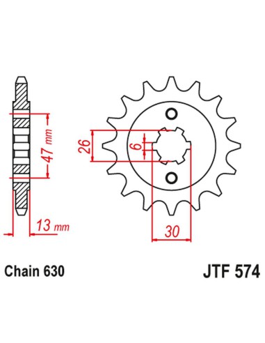 JT ZĘBATKA PRZEDNIA 574 16 YAMAHA XV 1000 '81-82', TR1 '81-85' (57416JT) (ŁAŃC. 630)