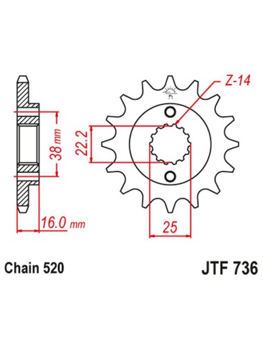 JT ZĘBATKA PRZEDNIA 490 13 DUCATI MONSTER 600/750/900 (49013JT) (ŁAŃC. 520)