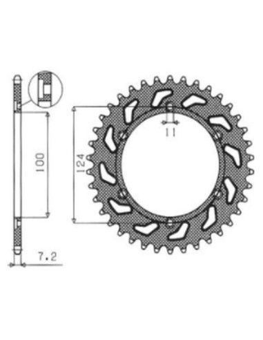 SUNSTAR ZĘBATKA TYLNA 4366 40 DUCATI MONSTER S4 916 '01-03, ST4 996 '02-05 (ŁAŃC. 525) (436640JT)