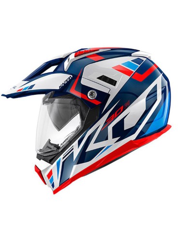 KAPPA KASK KV30 EVO GRAYER DUAL OFF ROAD Z SZYBĄ I BLENDĄ KOLOR BIAŁY/NIEBIESKI/CZERWONY ROZM. XS/54 ( HOMOLOGACJA ECE 22R06 )