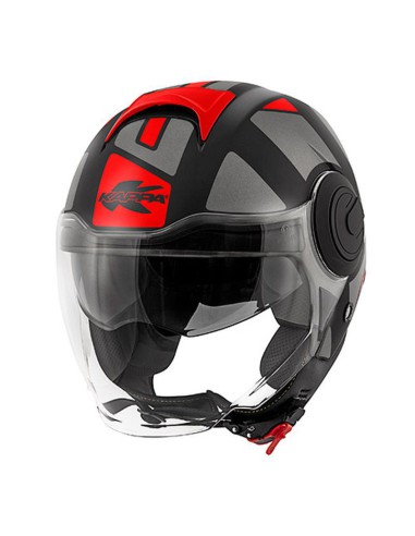 KAPPA KASK KV37 EVO STYLE OTWARTY JET Z BLENDĄ KOLOR CZARNY MAT/SZARY/CZERWONY ROZM. XL/61 ( HOMOLOGACJA ECE 22R06 ) - WYPRZEDAŻ