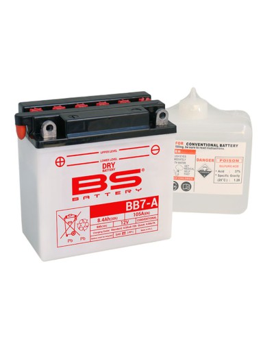 BS AKUMULATOR BB7-A (12N7-4A) (YB7-A) 12V 8AH 135X75X133 OBSŁUGOWY - ELEKTROLIT OSOBNO (105A) (6) UE2019/1148