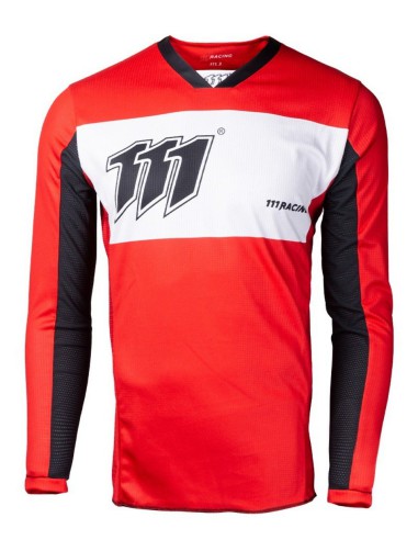 WYPRZEDAŻ 111 RACING KOSZULKA MOTO 111.3 - REDRISK KOLOR CZERWONY/BIAŁY/CZARNY ROZMIAR S