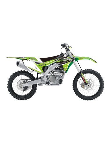 BLACKBIRD KOMPLET NAKLEJEK (OKLEIN) + POKROWIEC POSZYCIE NA SIEDZENIE KAWASAKI KXF 250 '17-'20 DREAM 4 KOLOR ZIELONY CZARNY