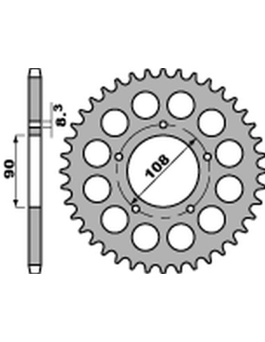 PBR ZĘBATKA TYLNA 1022 40 C45 DUCATI 500 DESMO/ SL '79-'84, 750 F1 '85-'88, 900 S2 '83-'85, CAGIVA 350/650 ALAZZURRA SPORTS