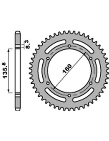 PBR ZĘBATKA TYLNA 3552 44 C45 BMW F 650, APRILIA PEGASO 650 '07-'09 (JTR5.44) (ŁAŃC. 520)