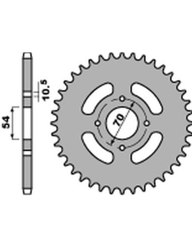 PBR ZĘBATKA TYLNA 4304 44 C45 HONDA CBR 125R '04-'10 (JTR1206.44) (ŁAŃC. 428) (STD.+2)