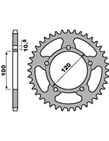 PBR ZĘBATKA TYLNA 4363 43 C45 APRILIA RSV 1000 MILLE R/SL/SP '98-'03, SHIVER 750 '07-'14 (JTR702.43) (ŁAŃC. 525)