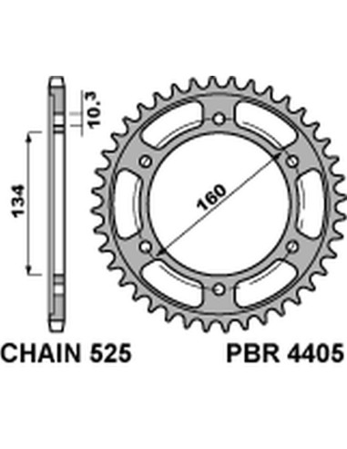 PBR ZĘBATKA TYLNA 4405 43 C45 HONDA CBR 600RR '03-'15, CBR 600F '01-'19, CBR 1000RR '17-'20 (JTR1307.43) (ŁAŃC. 525) JTR1317.43