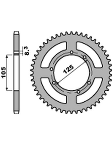 PBR ZĘBATKA TYLNA 4513 49 C45 YAMAHA YZF 125R '08-'20, MT-125 '15-'20 (JTR1844.49) (ŁAŃC. 428)