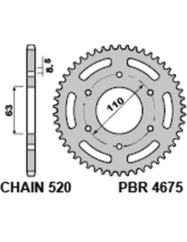 PBR ZĘBATKA TYLNA 4675 43 C45 KTM 125/200 DUKE '14-18, 390 DUKE/RC '13-18 (JTR890.43) (ŁAŃC. 520)