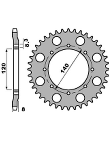 PBR ZĘBATKA TYLNA 506 44 C45 KAWASAKI KLR 600 '84-'90 (JTR477.44) (ŁAŃC. 520) (STD.+1)