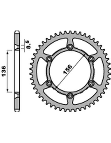 PBR ZĘBATKA TYLNA 820 53 C45 HUSQVARNA SM/SMS 630 '10-'11, SUZUKI DR 250/350 '90-'95 (JTR822.53) (ŁAŃC. 520)