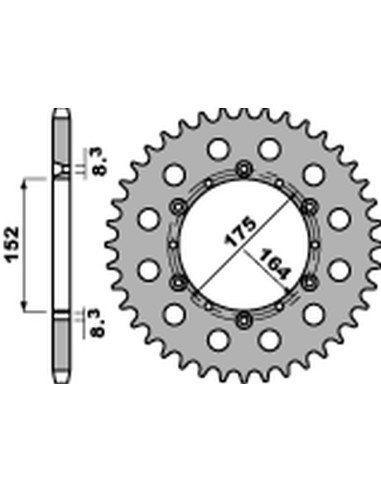 PBR ZĘBATKA TYLNA 856 44 F YAMAHA TT 600R '82-'04, YFM 660 '01-'04, YFS 200 '88-'06, YZ 125/250 '85-'98, DT 125 '89-'06