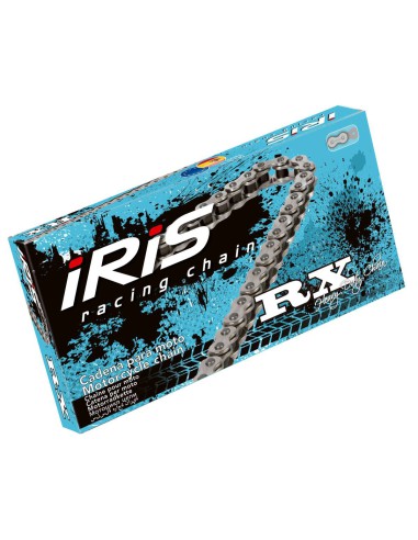 IRIS 428 RX-120 ŁAŃCUCH NAPĘDOWY (120-OGNIW) BEZ O-RINGÓW (OTWARTY + ZAPINKA) KOLOR SREBRNY (MOTOCROSS DO 125CCM) (22,0KN)