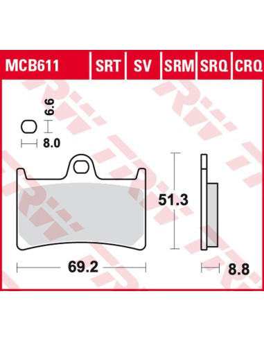 TRW LUCAS KLOCKI HAMULCOWE KH252 KH380 SINTER RACING YAMAHA FZ6 07-10, FZS 600 98-01, MT-07 14-17, TRACER 700 '16-, FZ8 10-16,