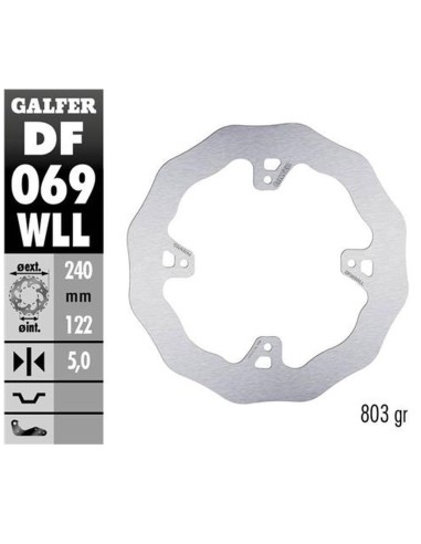 GALFER TARCZA HAMULCOWA TYŁ HONDA CR 125R/250R '95-'07, CR 500 '95-'00, CRF 250R/450R '02- WAVE (240X122X5MM)