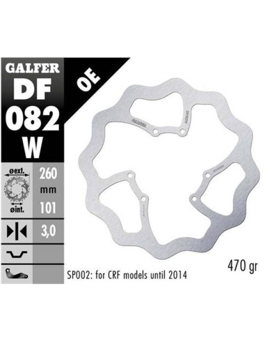 GALFER TARCZA HAMULCOWA PRZÓD HONDA CRF 250R/300R/450R/RX/L/RS '15- WAVE (260X101X3MM)