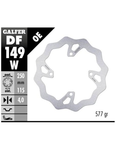 GALFER TARCZA HAMULCOWA TYŁ KAWASAKI KX 250F/X '20-, KX 450F '19- WAVE (250X115X4MM)