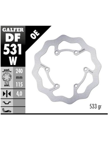 GALFER TARCZA HAMULCOWA TYŁ YAMAHA YZ 250 '22-, YZ 250F '21-, YZ 450F '20- WAVE (240X115X4MM)