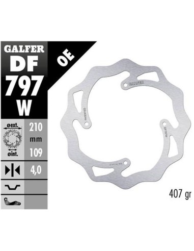 GALFER TARCZA HAMULCOWA TYŁ KTM SX 85 '11-'20, SX 150 '15-'18, FREERIDE 250/350 '13-, FREERIDE E '12-, WAVE (210X106X4MM)