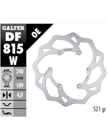 GALFER TARCZA HAMULCOWA TYŁ BETA RR 250/300/350 '12-, RR 390/400/430/450/450/498 '14-, XTRAINER 250/300 '15- WAVE (240X109X4MM)