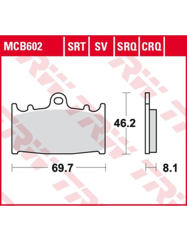 TRW LUCAS ZF KLOCKI HAMULCOWE KH158 SINTER TRACK HUSABERG FS 450 '03-'05, FS 650 '01-'05, KAWASAKI ZZR 500 '90-'05, SUZUKI RGV