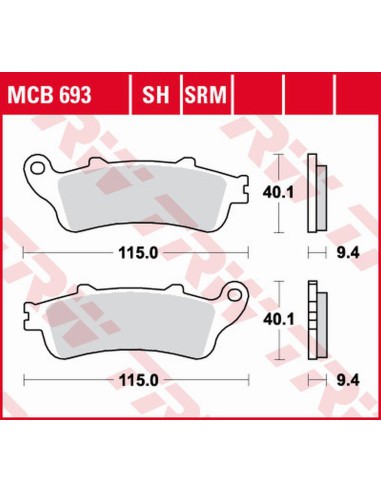 TRW LUCAS ZF KLOCKI HAMULCOWE KH281 SINTER HONDA FES 125/150 PANTHEON '98-'06, FES 250 FORESIGHT '98-'05 PRZÓD