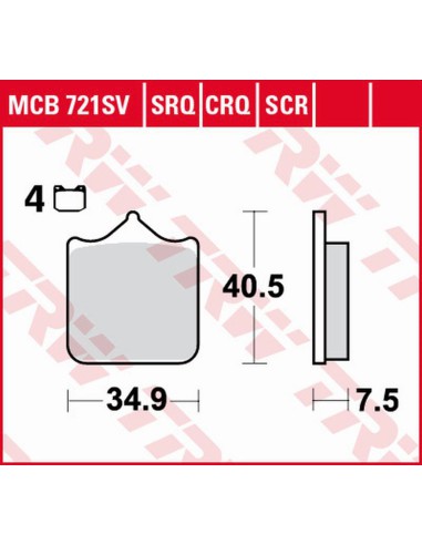 TRW LUCAS ZF KLOCKI HAMULCOWE KH604/4 SINTER TRACK APRILIA RSV 1000 MILE/R '01-'03, RSV 1000R '04-'10, DUCATI